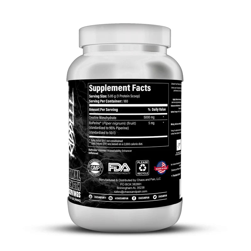 Creatine Monohydrate with BioPerine - Chaos and Pain Supplements
